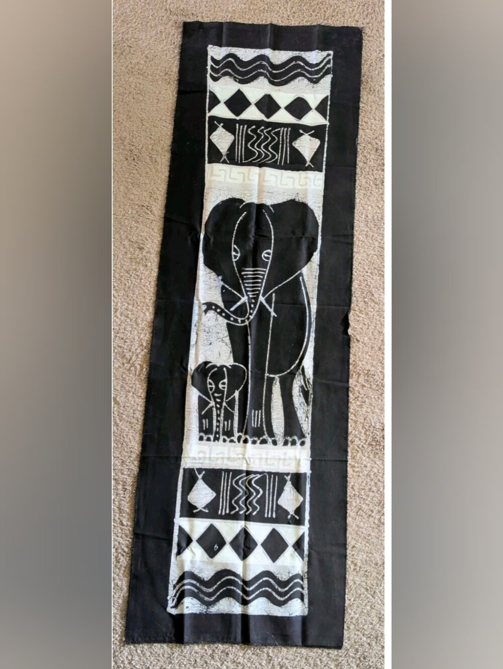 Black and White Elephant Wall Tapestry - Decorative Home Wall Decor 61" X 19"